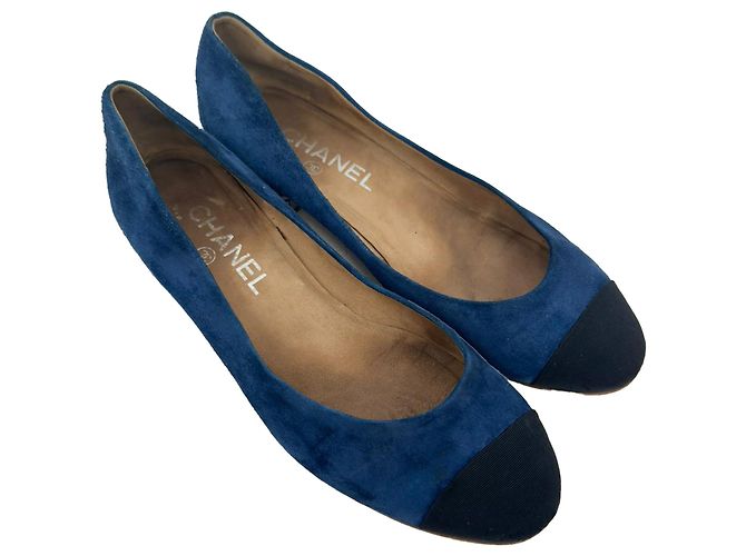 Timeless Ballerine Chanel Cap Toe Chain in scamosciato blu Blu chiaro - vista 6
