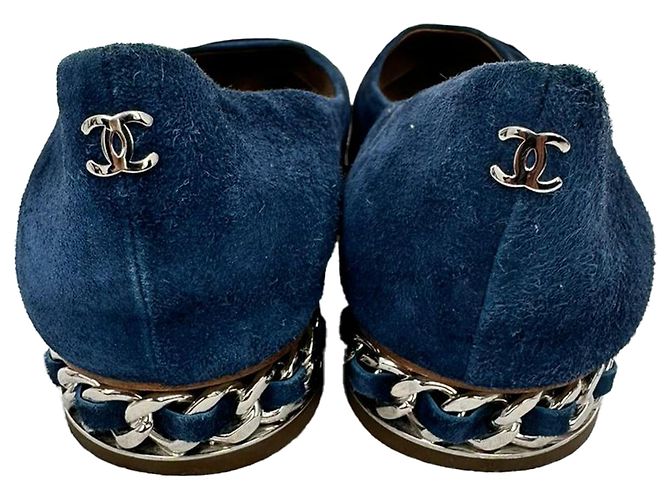 Timeless Ballerine Chanel Cap Toe Chain in scamosciato blu Blu chiaro - vista 7