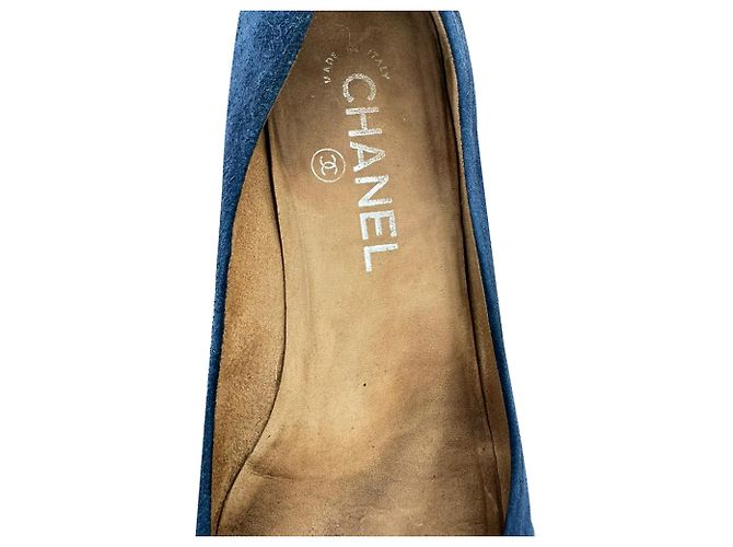 Timeless Ballerine Chanel Cap Toe Chain in scamosciato blu Blu chiaro - vista 9