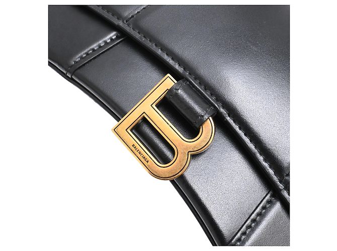 Borsa a tracolla Hourglass in pelle nera Balenciaga Nero - vista 14