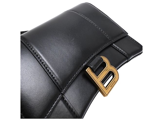 Borsa a tracolla Hourglass in pelle nera Balenciaga Nero - vista 19