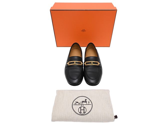 Mocassini Colette in pelle di vitello nera Hermès Nero - vista 12