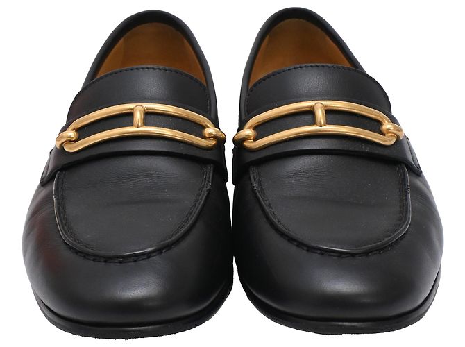 Mocassini Colette in pelle di vitello nera Hermès Nero - vista 2