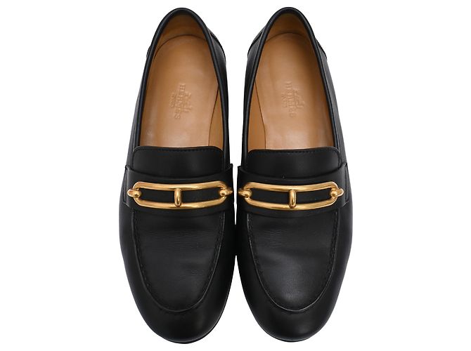 Mocassini Colette in pelle di vitello nera Hermès Nero - vista 5