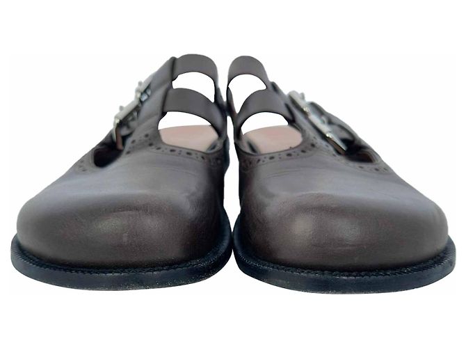 Mules Loewe Campo Mary Jane in pelle marrone - vista 3