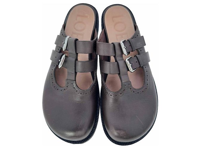 Mules Loewe Campo Mary Jane in pelle marrone - vista 5