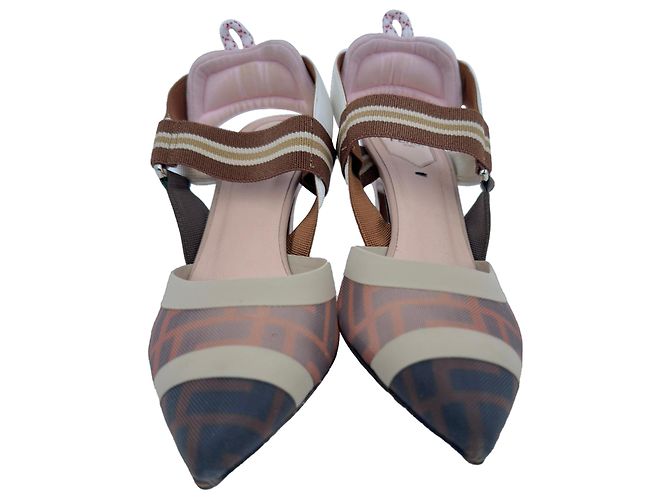 Décolleté Mesh Colibri Fendi in nylon marrone - vista 3