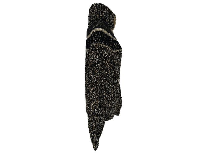 Timeless Chanel Strickpullover mit Goldakzenten, hochgeschlossen und Knöpfen aus schwarzer Wolle Mehrfarben - Ansicht 3