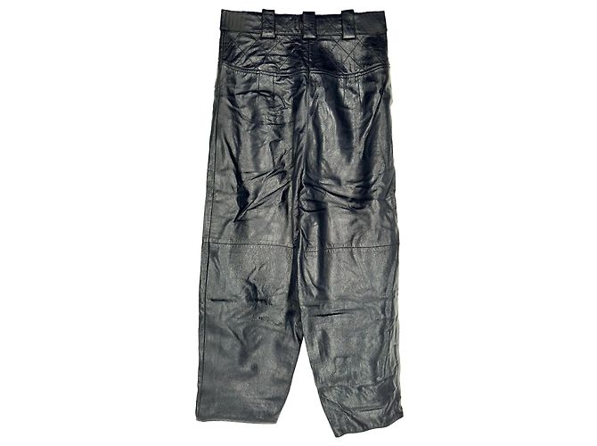 Timeless Chanel Hose aus schwarzem Lammleder - Ansicht 2