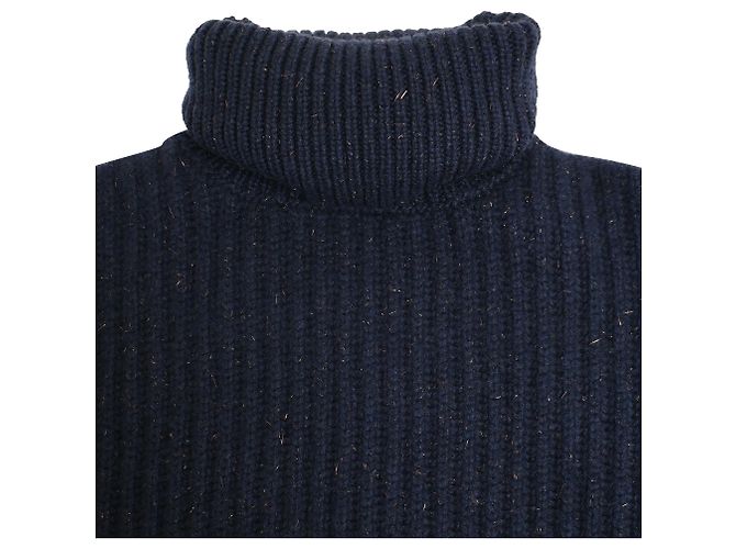 Brunello Cucinelli Rollkragenpullover aus geripptem Cashmere in Navy Blue Blau Marineblau - Ansicht 10
