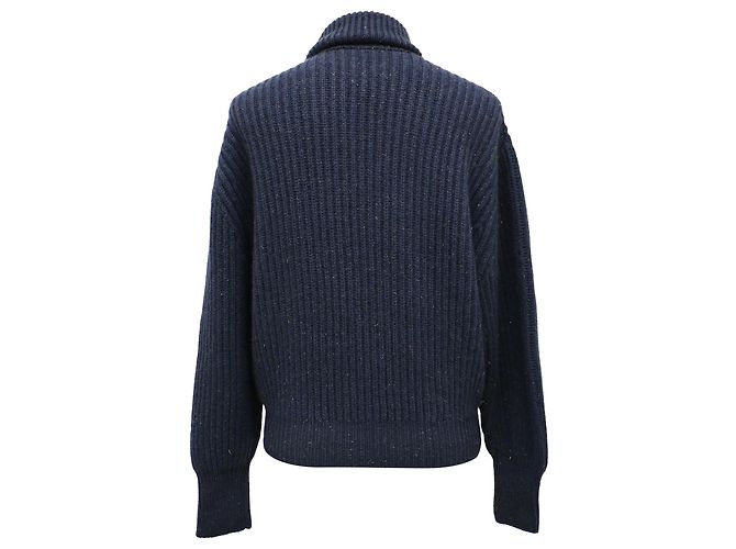 Brunello Cucinelli Rollkragenpullover aus geripptem Cashmere in Navy Blue Blau Marineblau - Ansicht 3