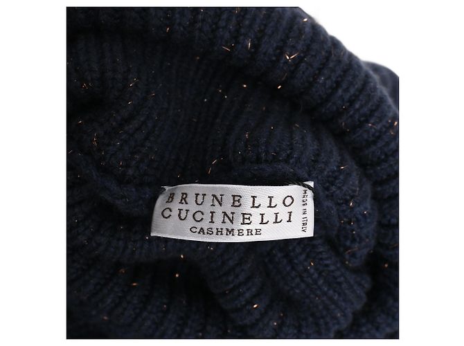 Brunello Cucinelli Rollkragenpullover aus geripptem Cashmere in Navy Blue Blau Marineblau - Ansicht 5