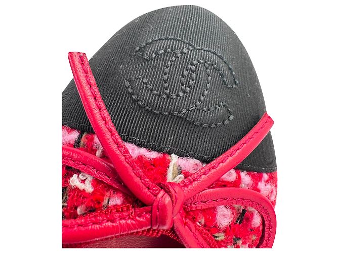 Timeless Ballerine Chanel con logo Interlocking CC in tweed rosa - vista 10