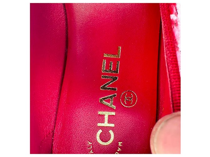 Timeless Ballerine Chanel con logo Interlocking CC in tweed rosa - vista 12