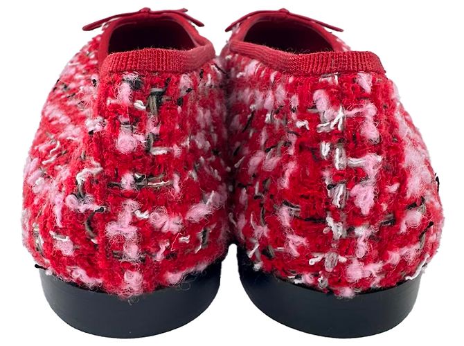 Timeless Ballerine Chanel con logo Interlocking CC in tweed rosa - vista 6