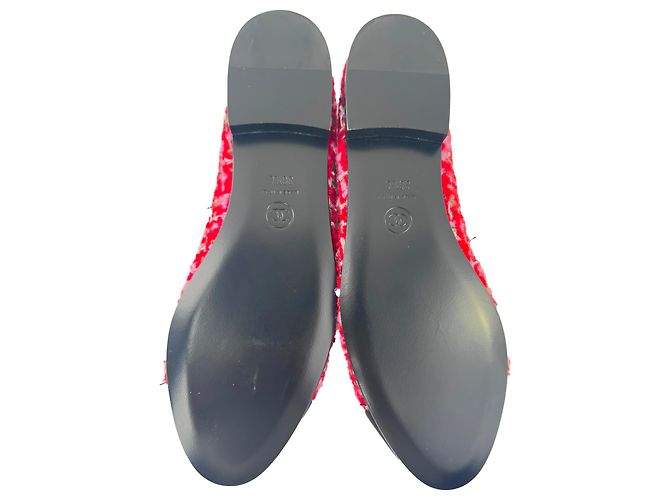 Timeless Ballerine Chanel con logo Interlocking CC in tweed rosa - vista 8