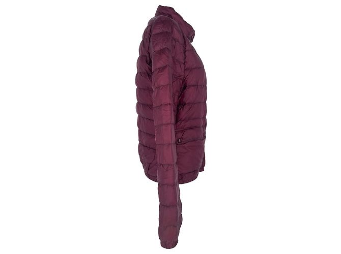 Moncler Lans Zip-Up Down Jacket in Burgundy Polyamide Red Dark red - view 2