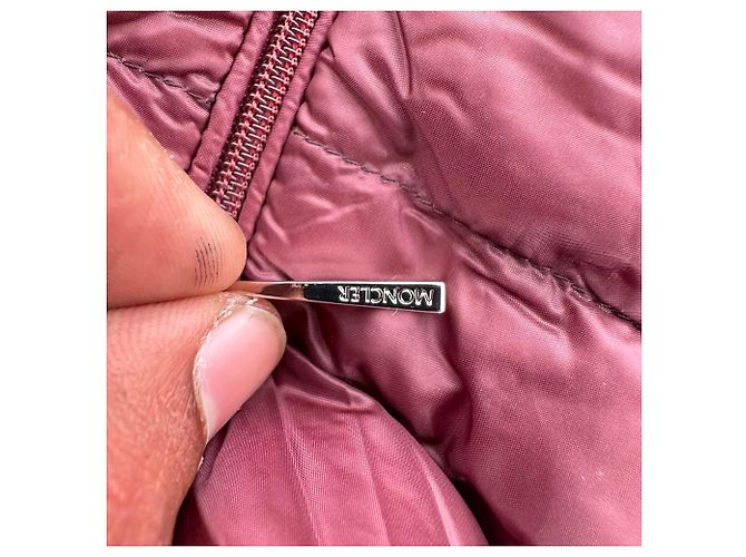 Moncler Lans Zip-Up Down Jacket in Burgundy Polyamide Red Dark red - view 4