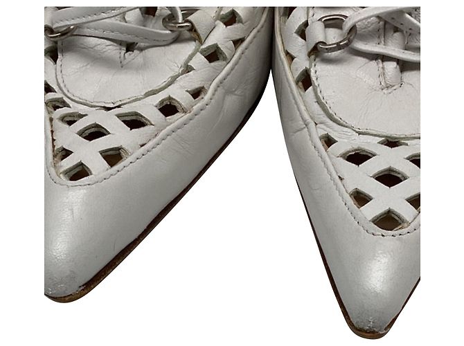 Mule con tacco alto con lacci in pelle bianca Versace Bianco Crudo - vista 10