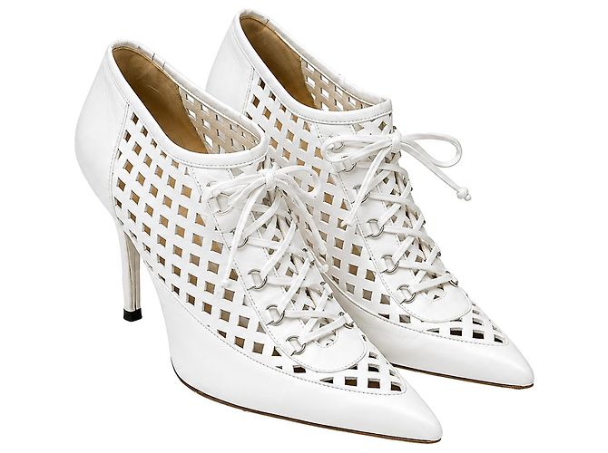 Mule con tacco alto con lacci in pelle bianca Versace Bianco Crudo - vista 2