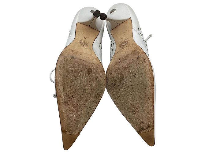 Mule con tacco alto con lacci in pelle bianca Versace Bianco Crudo - vista 8