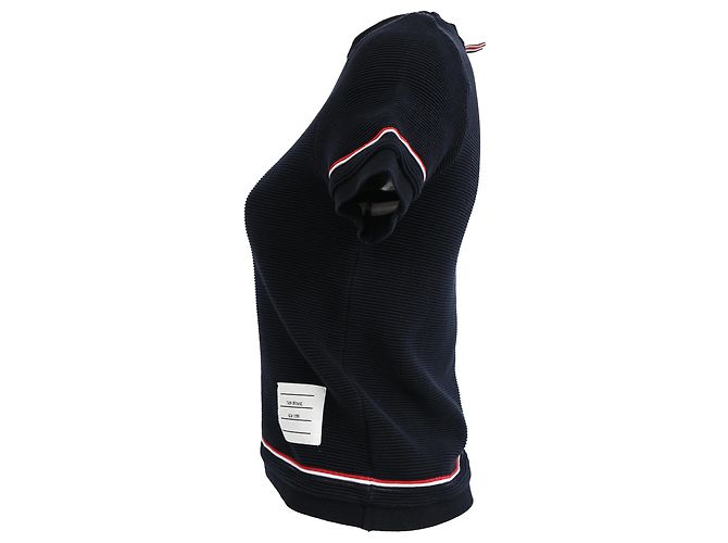 Camiseta de cuello redondo Thom Browne en algodón azul marino - vista 2