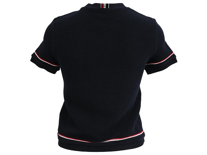 Camiseta de cuello redondo Thom Browne en algodón azul marino - vista 3