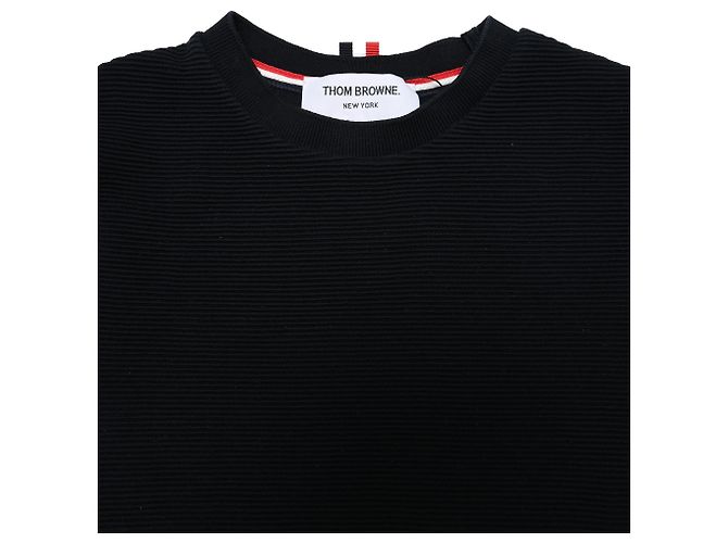 Camiseta de cuello redondo Thom Browne en algodón azul marino - vista 5