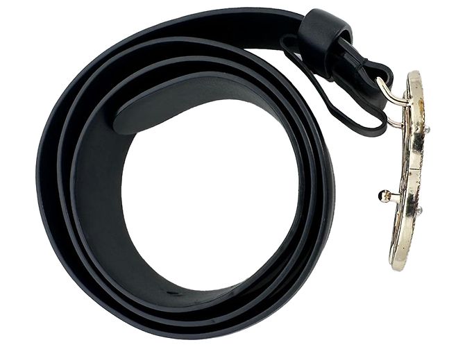 Timeless Cinturón Chanel de cuero negro con hebilla CC adornada con perlas falsas - vista 3