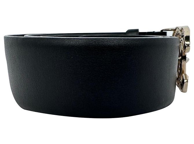 Timeless Cinturón Chanel de cuero negro con hebilla CC adornada con perlas falsas - vista 4