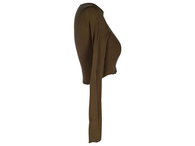 Enges better Cropped-Pullover von Prada aus brauner Seide - Ansicht 13