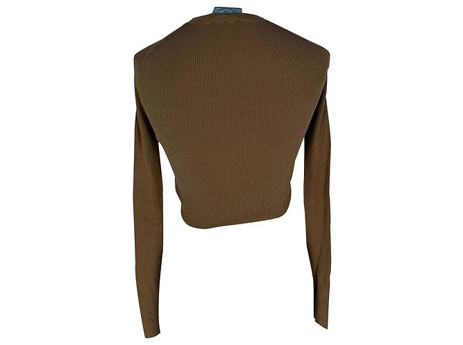 Enges better Cropped-Pullover von Prada aus brauner Seide - Ansicht 14