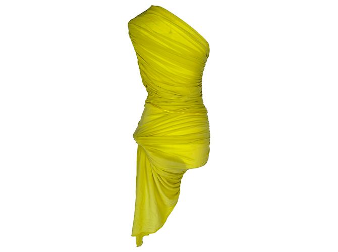 Abito maxi Second Skin arricciato in viscosa gialla Alaïa Giallo - vista 3