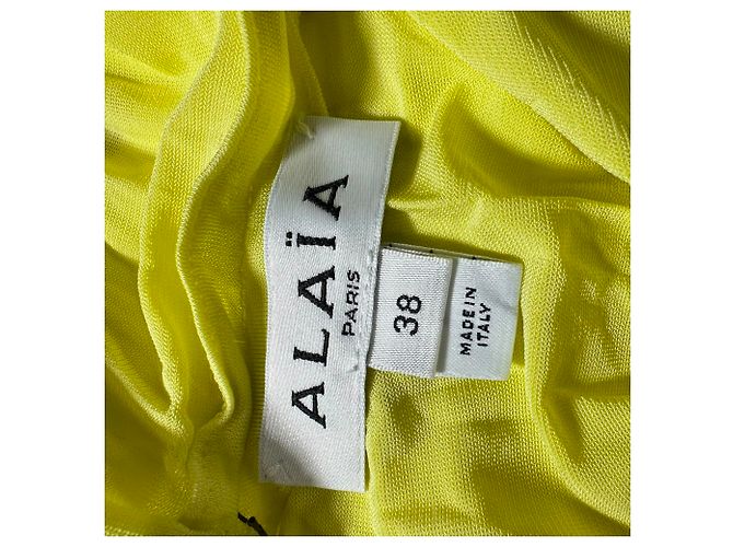 Abito maxi Second Skin arricciato in viscosa gialla Alaïa Giallo - vista 7
