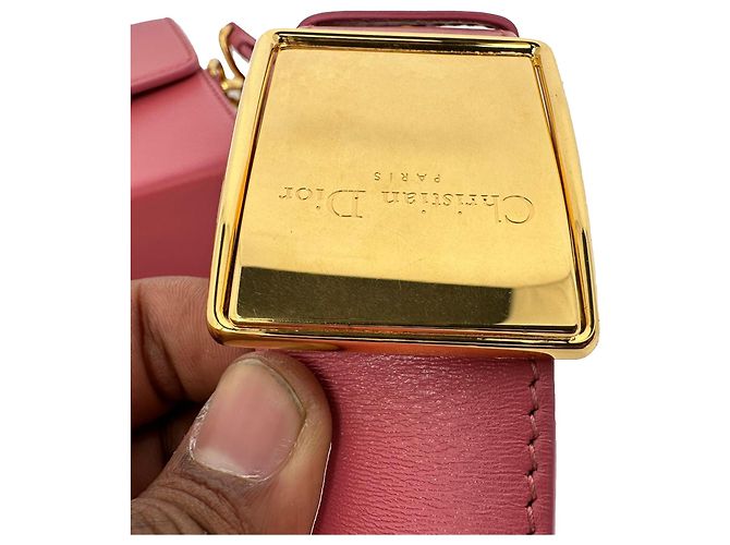 Dior 30 Montaigne Box Schultertasche aus rosa Leder Python drucken - Ansicht 14