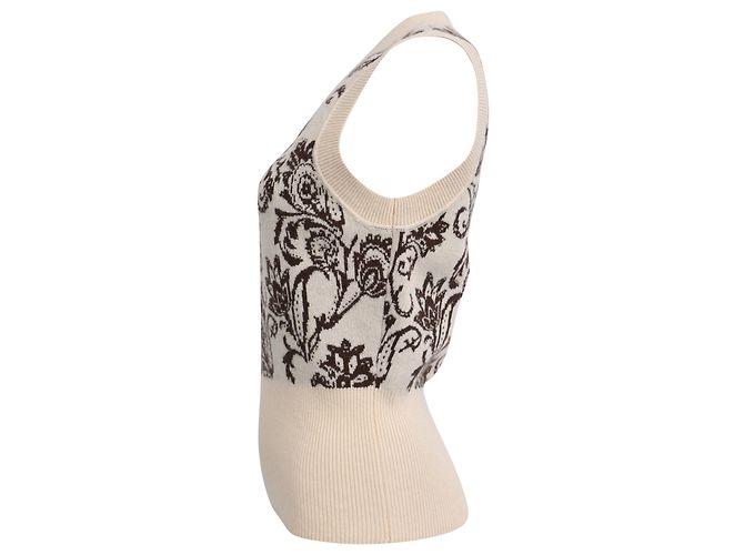 Ärmellose Strickweste mit Paisley-Print aus beigefarbener Wolle von Sandro Paris - Ansicht 2