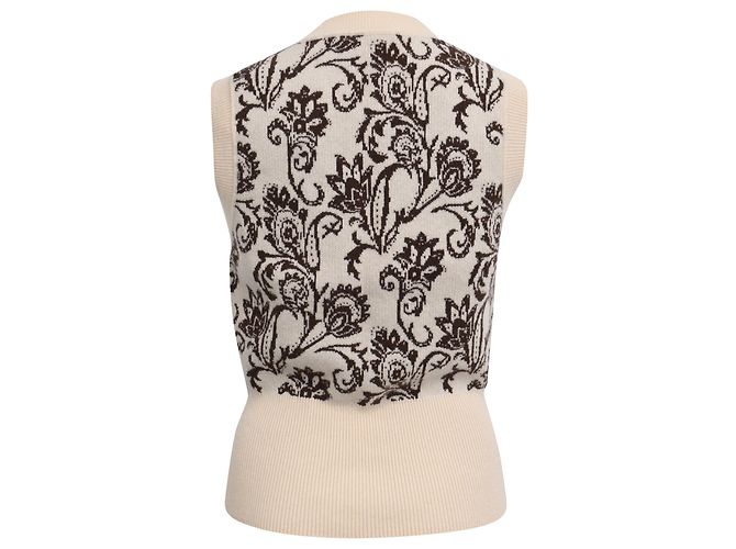 Ärmellose Strickweste mit Paisley-Print aus beigefarbener Wolle von Sandro Paris - Ansicht 3