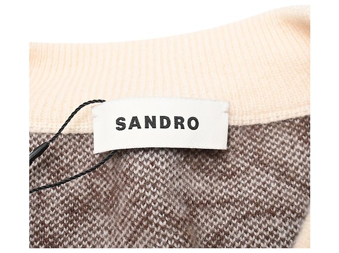 Ärmellose Strickweste mit Paisley-Print aus beigefarbener Wolle von Sandro Paris - Ansicht 4