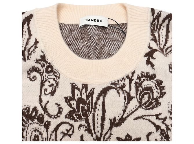 Ärmellose Strickweste mit Paisley-Print aus beigefarbener Wolle von Sandro Paris - Ansicht 5