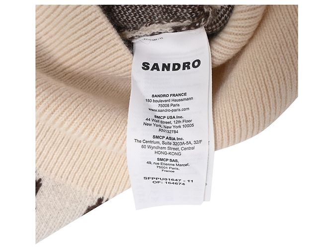Ärmellose Strickweste mit Paisley-Print aus beigefarbener Wolle von Sandro Paris - Ansicht 6