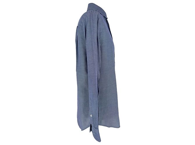 Camicia in tweed con bottoni Giorgio Armani Le Collezioni in cotone blu navy - vista 2
