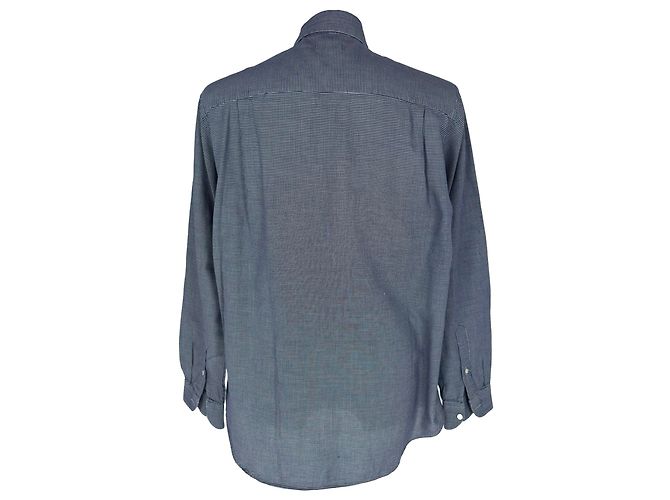 Camicia in tweed con bottoni Giorgio Armani Le Collezioni in cotone blu navy - vista 3
