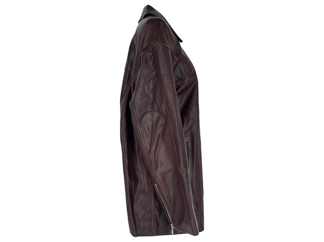 Autre Marque Giacca con zip Nour Hammour in pelle di agnello marrone - vista 2