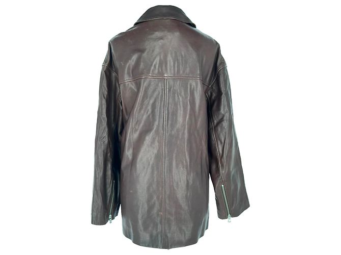 Autre Marque Giacca con zip Nour Hammour in pelle di agnello marrone - vista 3