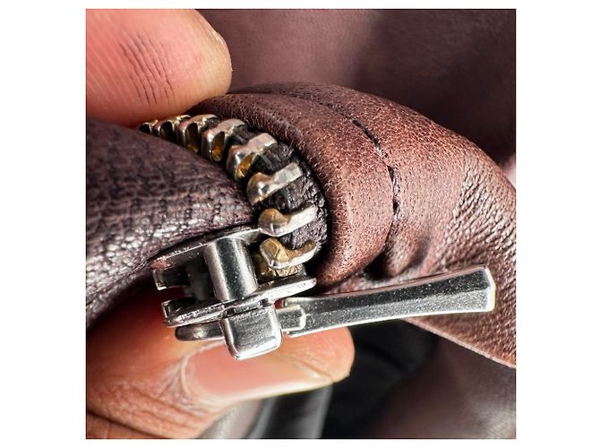 Autre Marque Giacca con zip Nour Hammour in pelle di agnello marrone - vista 8