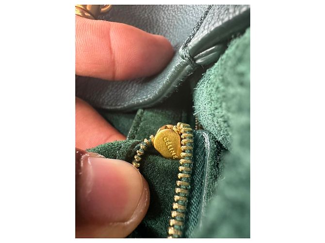Céline Celine Medium Sangle Bucket Bag aus grünem Leder Olivgrün - Ansicht 15
