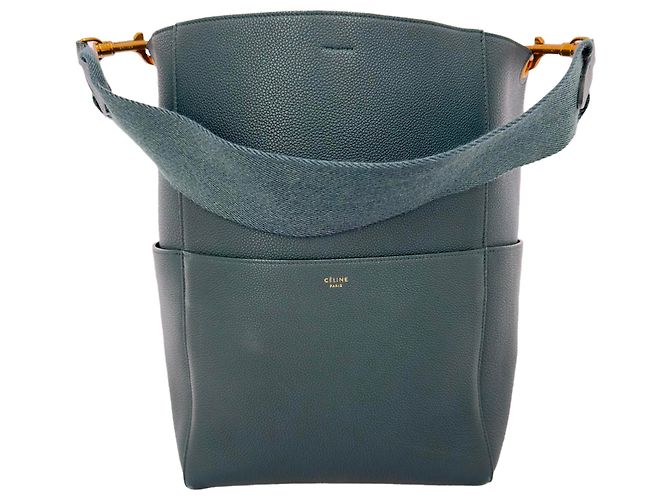 Céline Celine Medium Sangle Bucket Bag aus grünem Leder Olivgrün - Ansicht 2