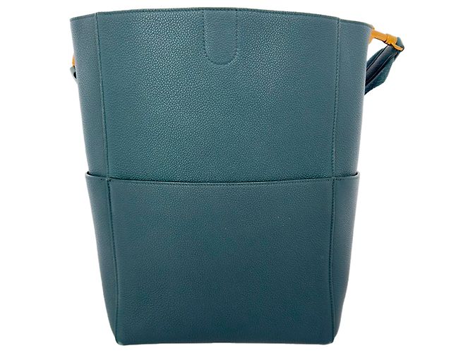 Céline Celine Medium Sangle Bucket Bag aus grünem Leder Olivgrün - Ansicht 5