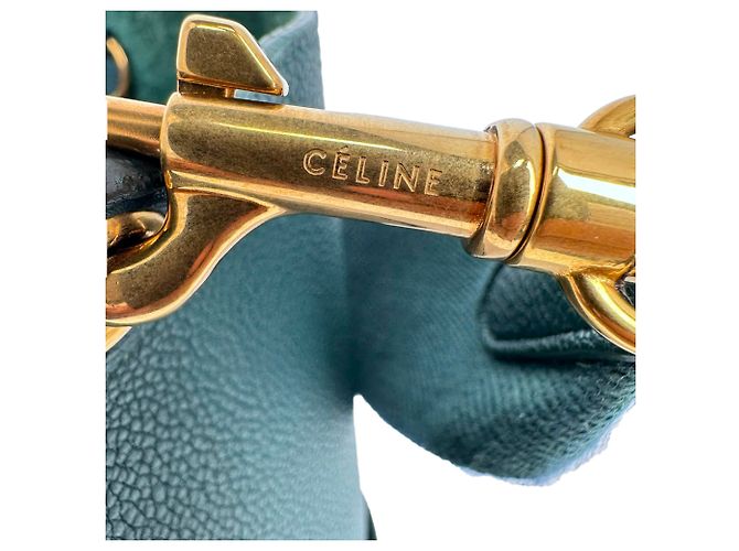Céline Celine Medium Sangle Bucket Bag aus grünem Leder Olivgrün - Ansicht 6