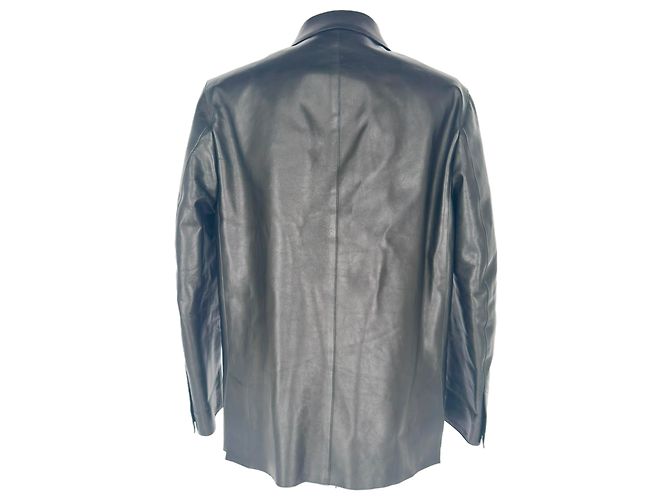 Prada Button-Down Jacket in Black Leather - view 3